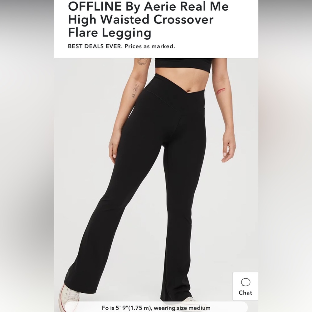 Aerie Offline Crossover Highwaisted Black Flared Leggings